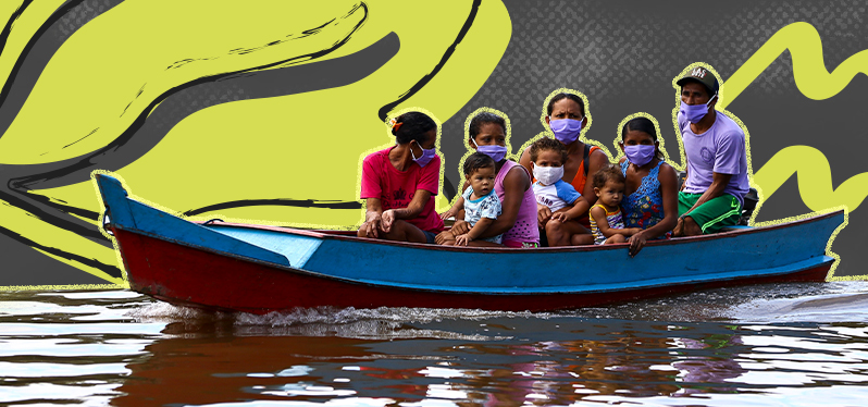 Climate justice for them - women and children on a boat crossing