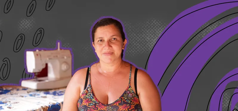 Climate justice for them - Woman and sewing machine - Projeto Travessia