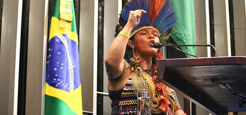 Representatividade indígena: Sonia Guajajara em discurso 