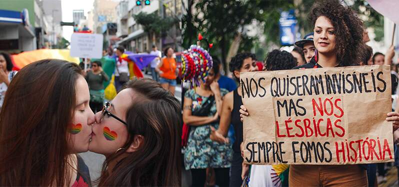 Invisibilidade lésbica - Passeata pelos direitos das mulheres lésbicas