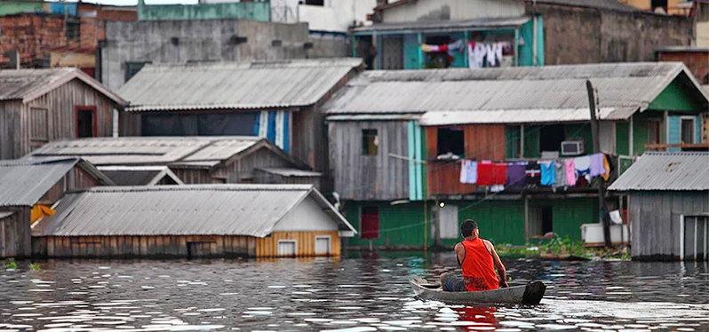 Transição climática - comunidade alagada por enchente Foto: Thiago Gomes/Agencia Pará
