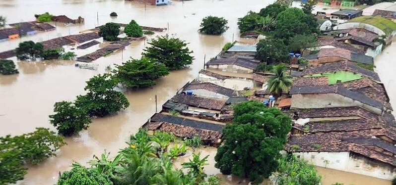 Región de Alagoas en medio de inundaciones. Foto: Defensa Civil/Divulgación