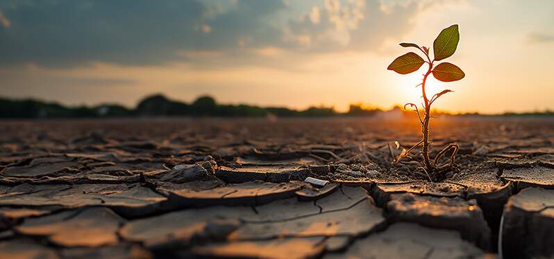 Suelo seco debido al cambio climático.  Foto: Adobe Stock